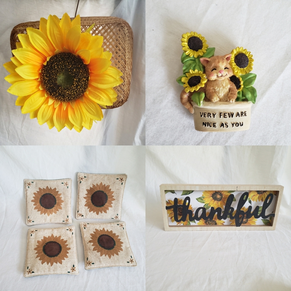 90s Sunflower Decor Flower Basket Magnet Scented Coasters Wall Art